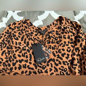 Rails Bella Tie Waist Brown Leopard Dress